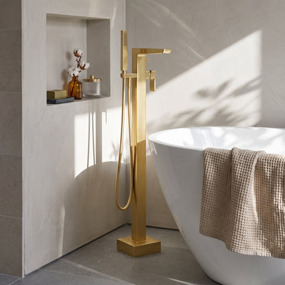 Fairford Una Brushed Brass Freestanding Bath Shower Mixer