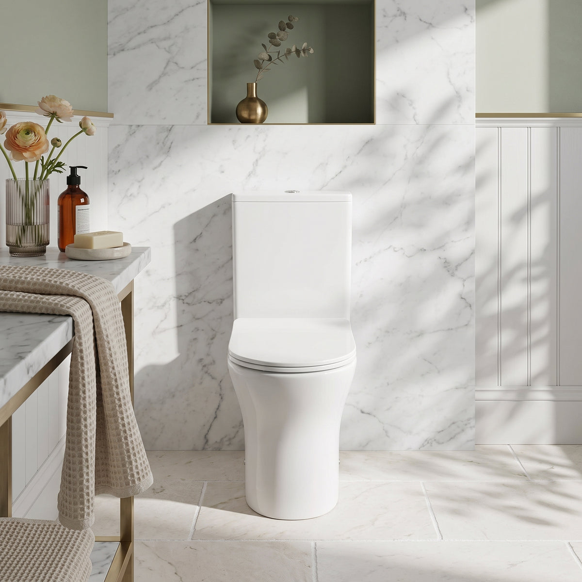 Fairford Tiene Rimless Closed Back To Wall Toilet with Slim Soft Close Seat