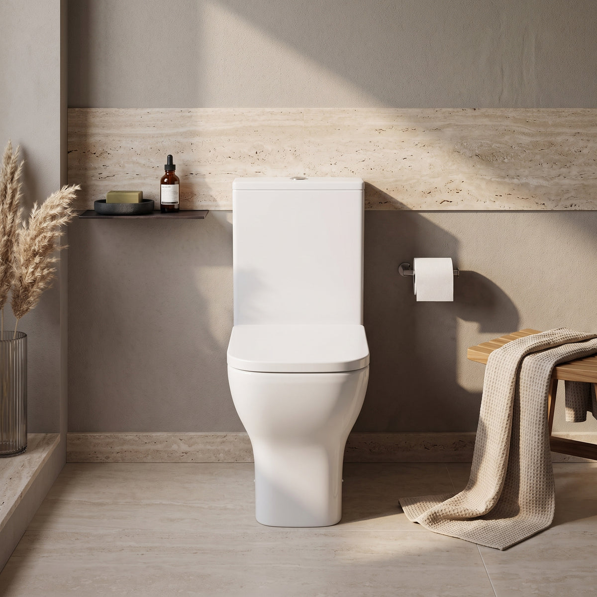 Fairford Grove Fully Flush To Wall Close Coupled Toilet with Soft Close Seat