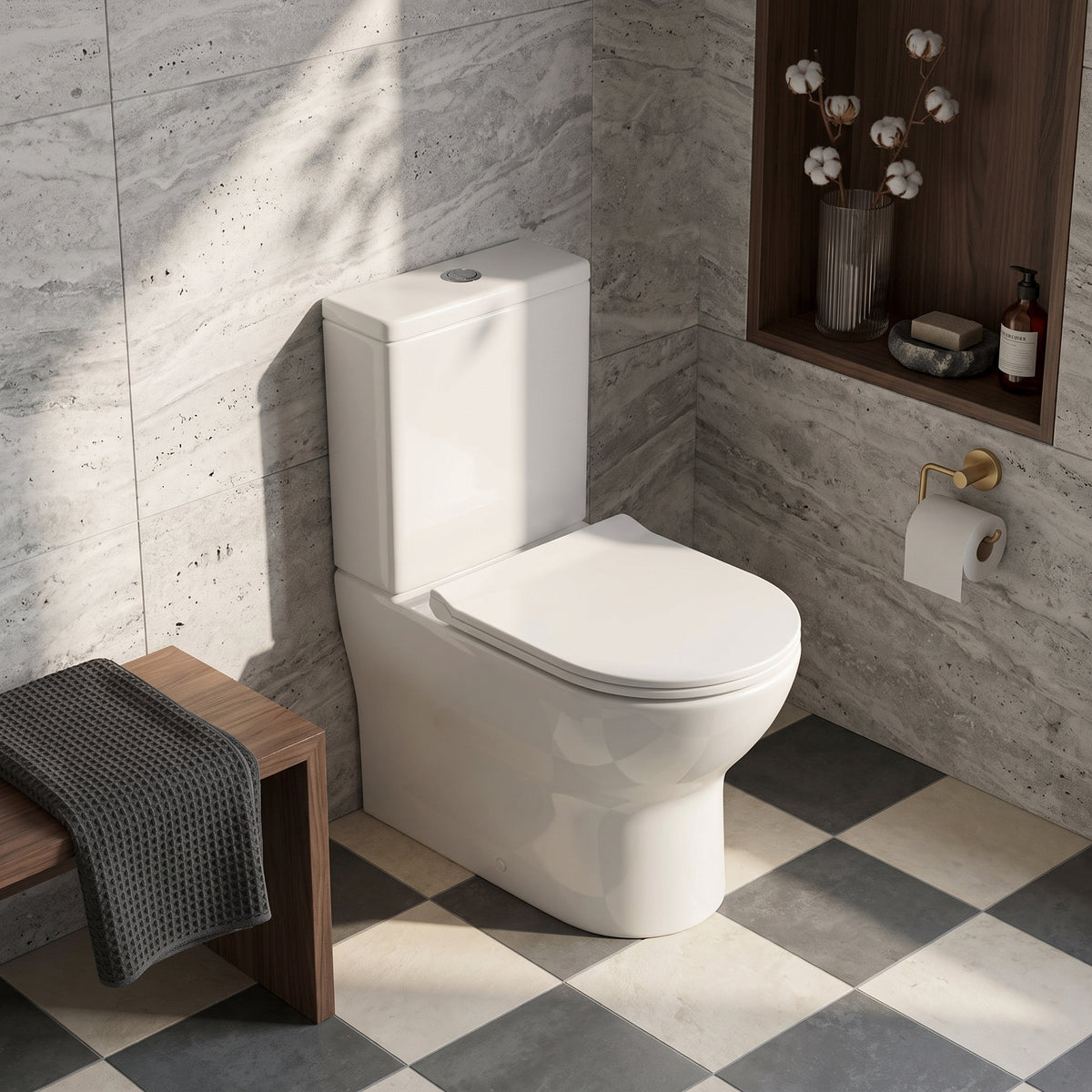 Fairford Sierra Closed Back Close Coupled Toilet with Soft Close Seat