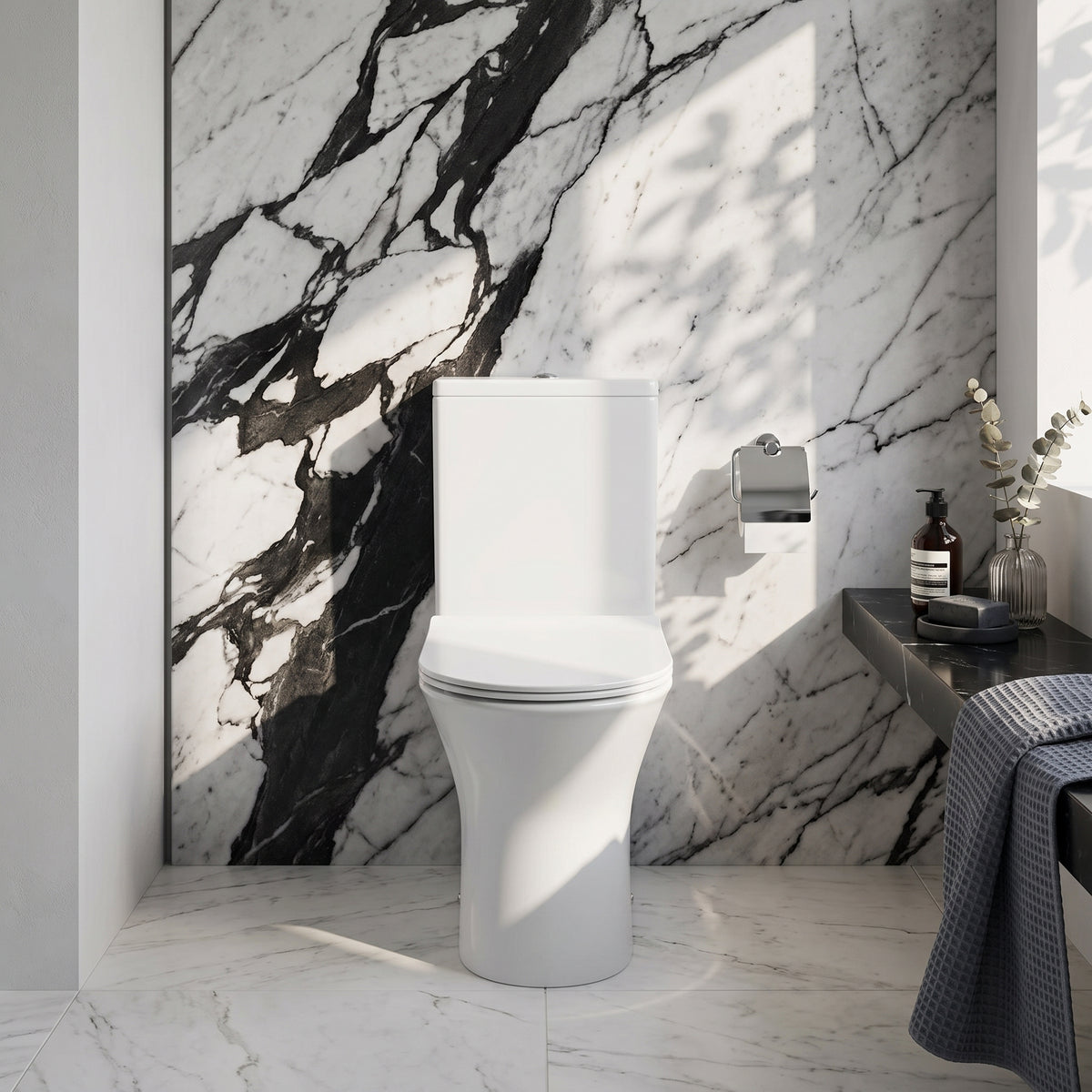 Fairford Paxton Rimless Closed Back Close Coupled Toilet with Slim Soft Close Seat