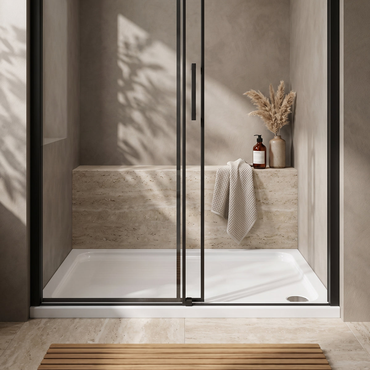 Fairford 1000 X 900mm Rectangular Shower Tray, Corner Waste