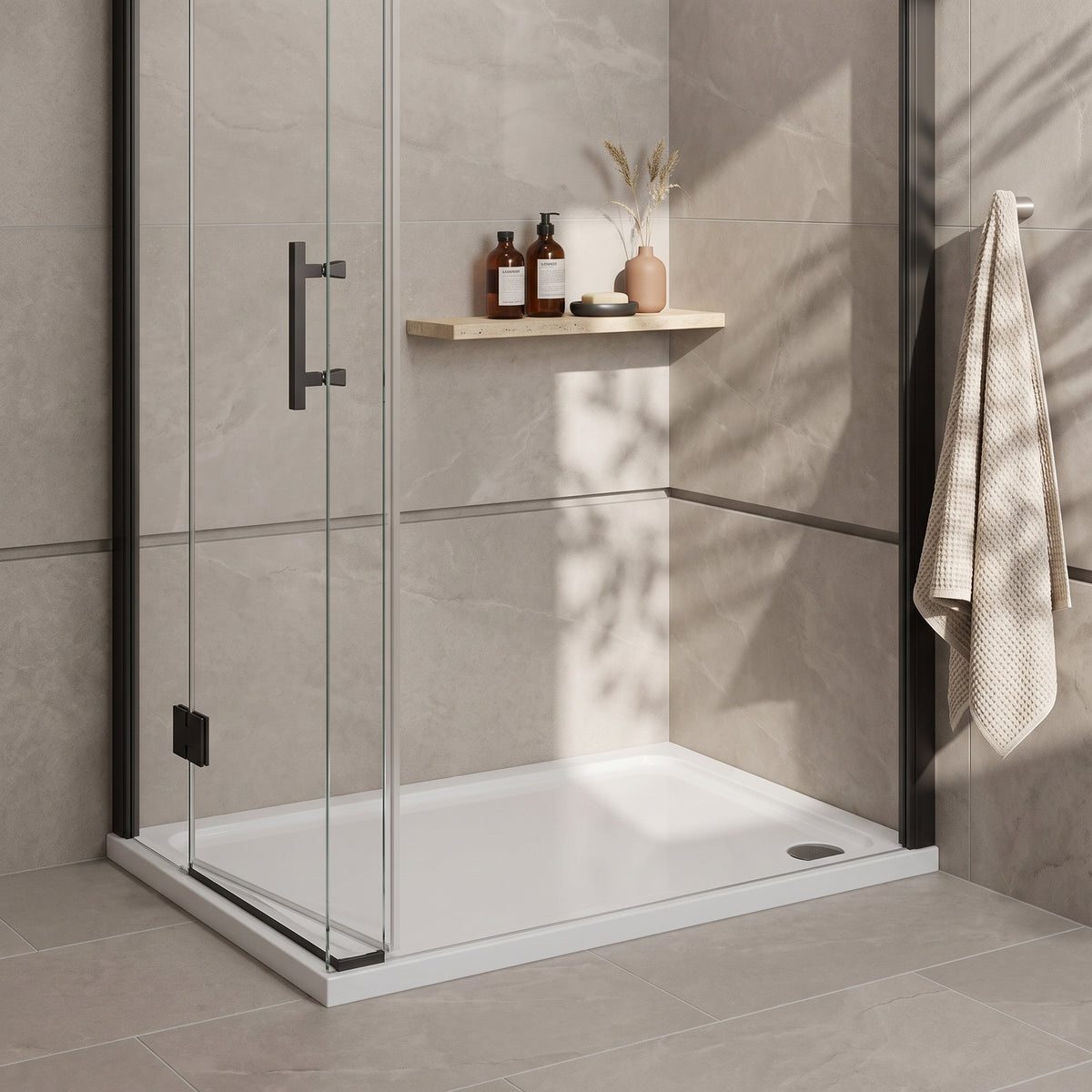 Fairford 1100 X 900mm Rectangular Shower Tray, Corner Waste