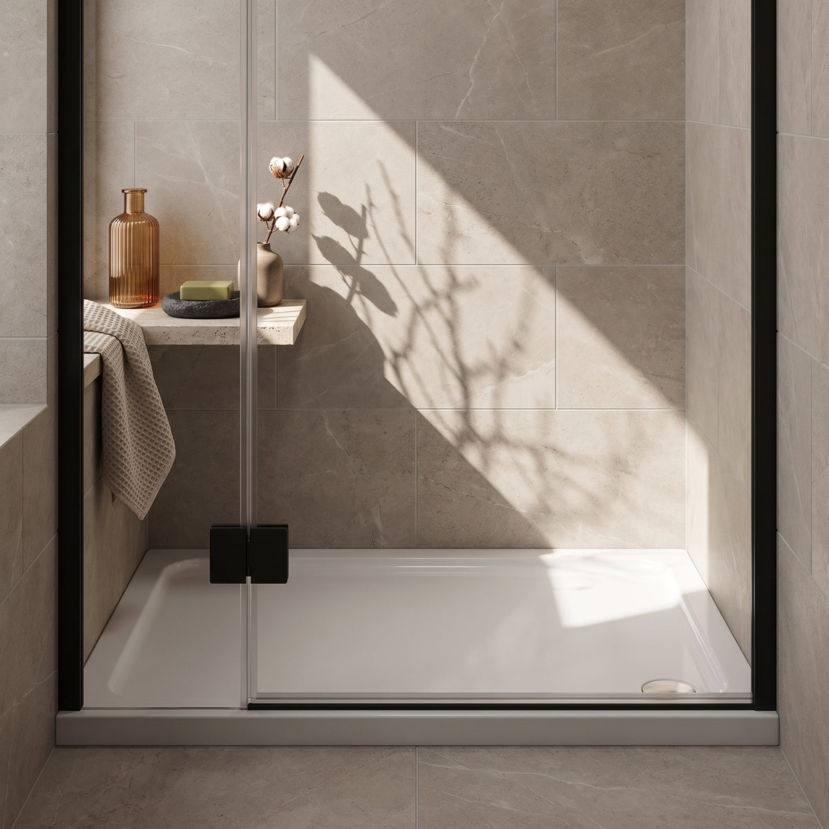 Fairford 1200 X 700mm Rectangular Shower Tray, Corner Waste