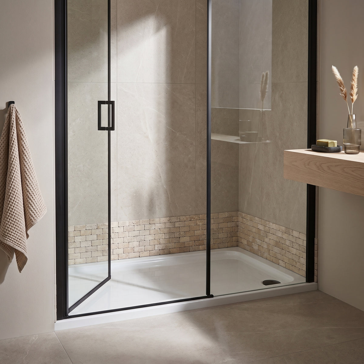 Fairford 1200 X 800mm Rectangular Shower Tray, Corner Waste