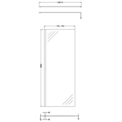 Fairford 8mm, 760mm Wetroom Screen