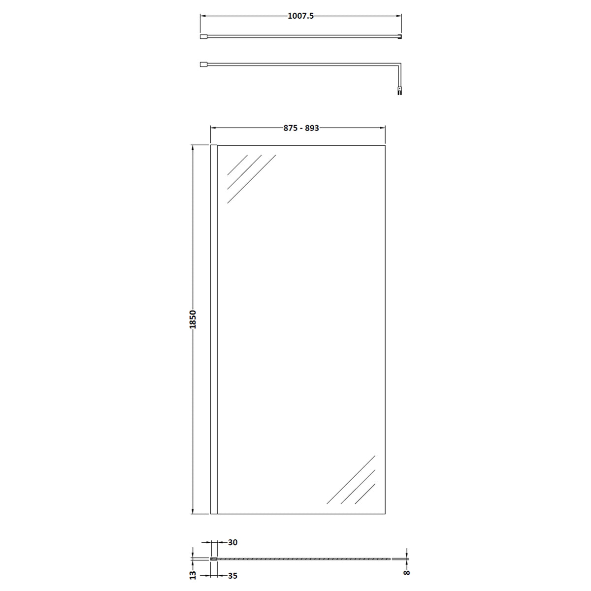 Fairford 8mm, 900mm Wetroom Screen