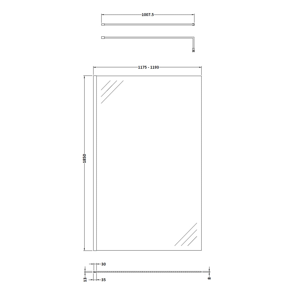 Fairford 8mm, 1200mm Wetroom Screen
