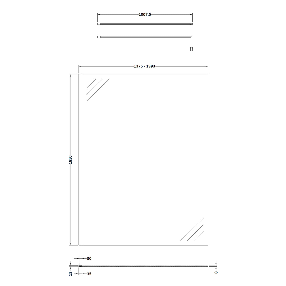 Fairford 8mm, 1400mm Wetroom Screen