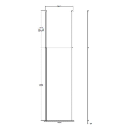Fairford 700mm 8mm Wetroom Screen, 2 Ceiling Posts, 1950mm