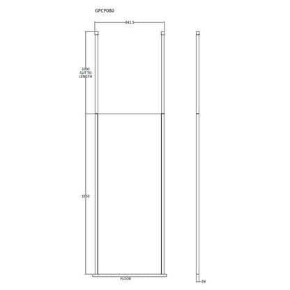 Fairford 800mm 8mm Wetroom Screen, 2 Ceiling Posts, 1950mm