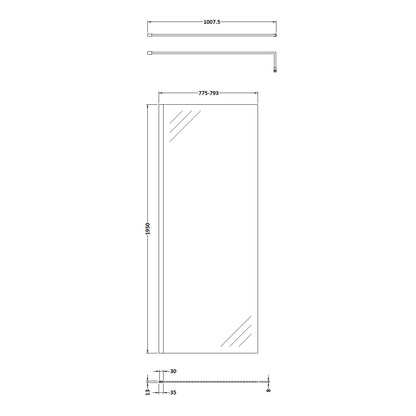Fairford 800mm 8mm Matt Black Framed Wetroom Screen
