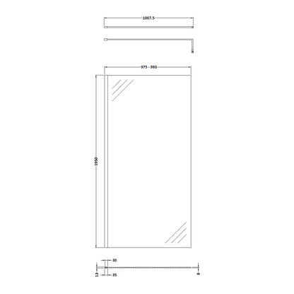 Fairford 1000mm 8mm Matt Black Framed Wetroom Screen