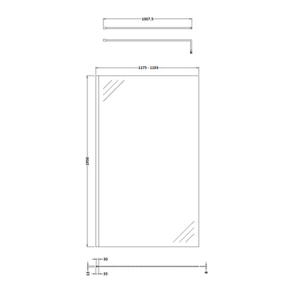 Fairford 1200mm 8mm Matt Black Framed Wetroom Screen