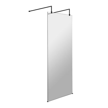 Fairford 700mm 8mm Matt Black Framed Wetroom Screen, 2 Support Arms