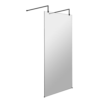 Fairford 1000mm 8mm Matt Black Framed Wetroom Screen, 2 Support Arms