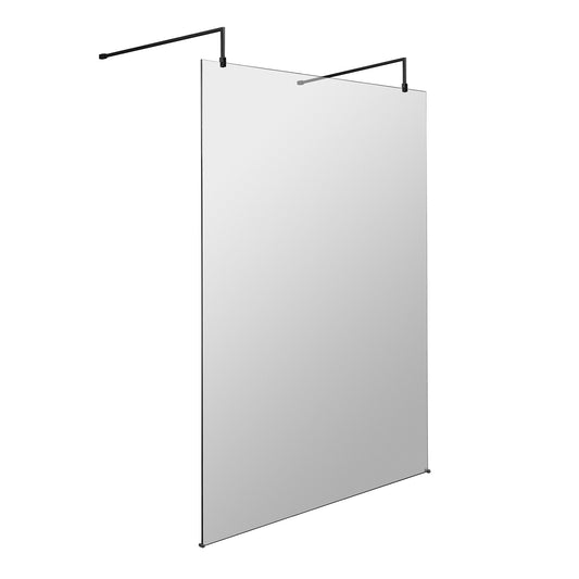 Fairford 1400mm 8mm Matt Black Framed Wetroom Screen, 2 Support Arms