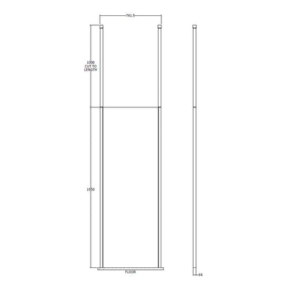 Fairford 700mm 8mm Matt Black Framed Wetroom Screen, 2 Ceiling Posts