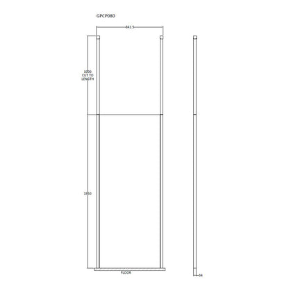 Fairford 800mm 8mm Matt Black Framed Wetroom Screen, 2 Ceiling Posts