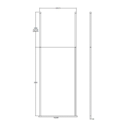 Fairford 1000mm 8mm Matt Black Framed Wetroom Screen, 2 Ceiling Posts