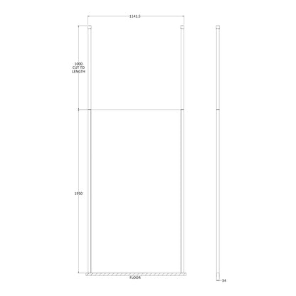 Fairford 1100mm 8mm Matt Black Framed Wetroom Screen, 2 Ceiling Posts