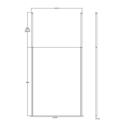 Fairford 1400mm 8mm Matt Black Framed Wetroom Screen, 2 Ceiling Posts