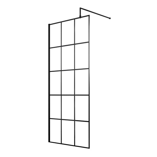 Fairford 700mm 8mm Matt Black Crittall Wetroom Screen