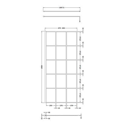 Fairford 900mm 8mm Matt Black Crittall Wetroom Screen