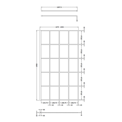 Fairford 1100mm 8mm Matt Black Crittall Wetroom Screen
