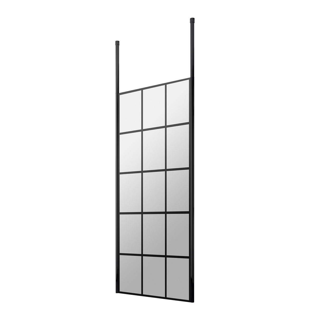 Fairford 700mm 8mm Matt Black Crittall Wetroom Screen, 2 Ceiling Posts