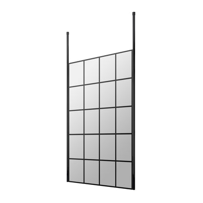 Fairford 1100mm 8mm Matt Black Crittall Wetroom Screen, 2 Ceiling Posts