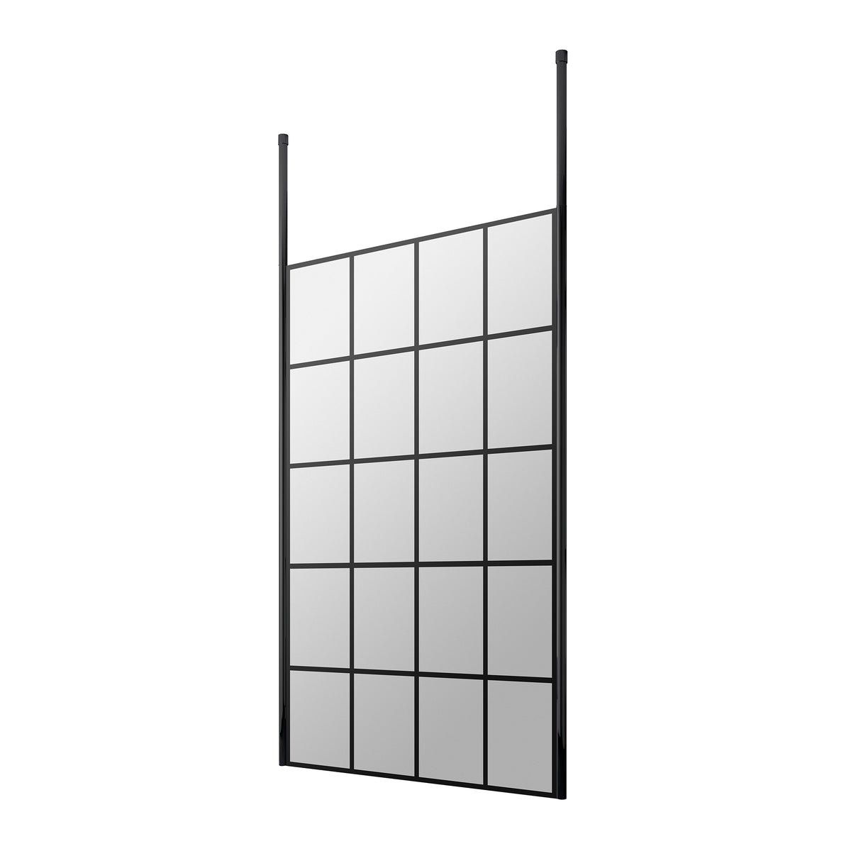 Fairford 1200mm 8mm Matt Black Crittall Wetroom Screen, 2 Ceiling Posts
