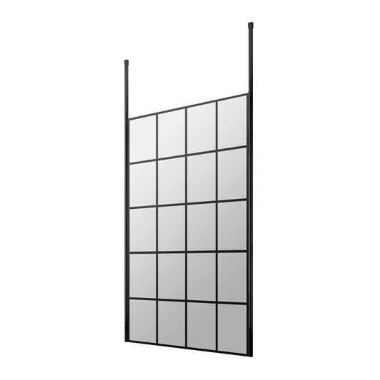 Fairford 1200mm 8mm Matt Black Crittall Wetroom Screen, 2 Ceiling Posts