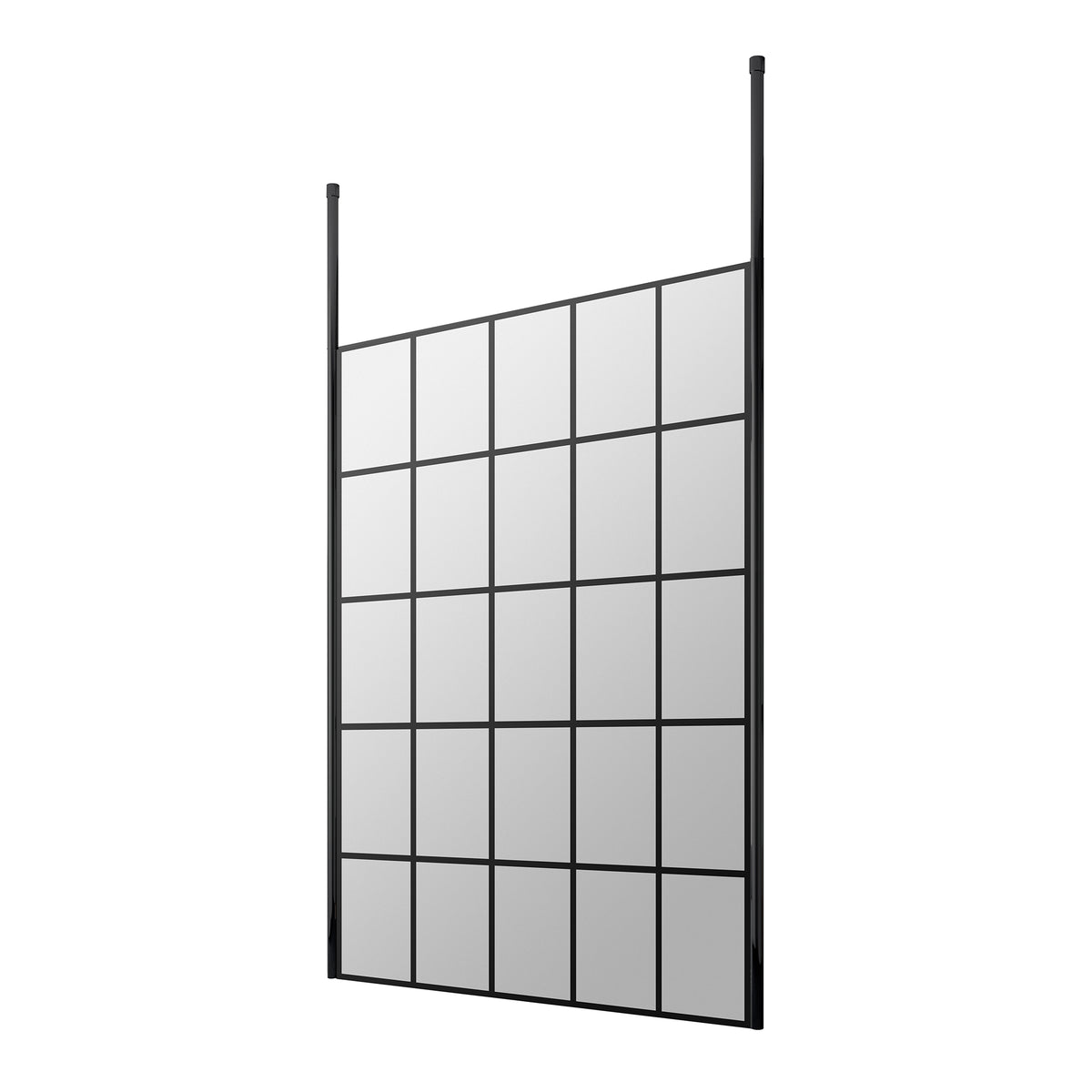 Fairford 1400mm 8mm Matt Black Crittall Wetroom Screen, 2 Ceiling Posts