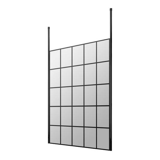 Fairford 1400mm 8mm Matt Black Crittall Wetroom Screen, 2 Ceiling Posts
