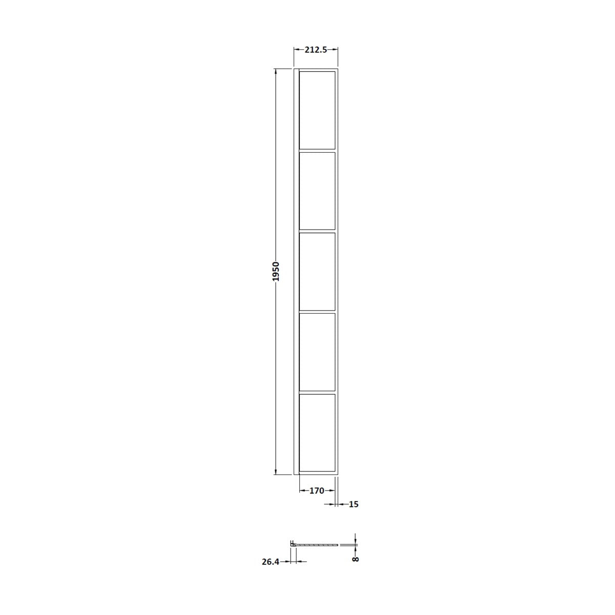 Fairford Matt Black Crittall 215mm Fixed Return Screen
