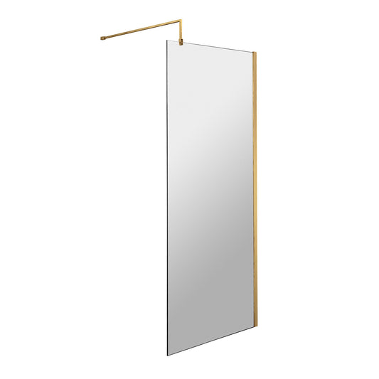 Fairford 700mm 8mm Brushed Brass Wetroom Screen