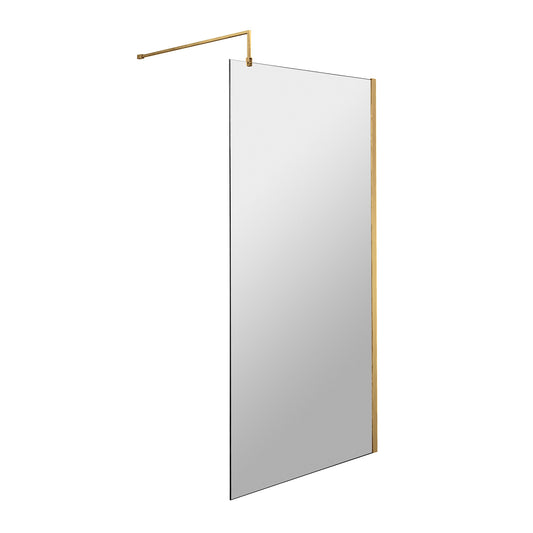 Fairford 800mm 8mm Brushed Brass Wetroom Screen