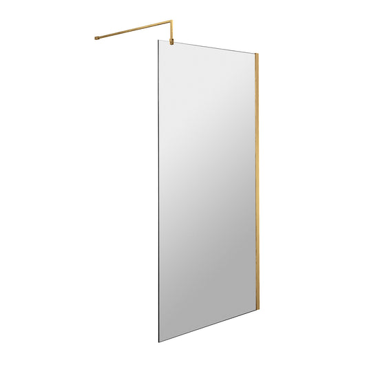 Fairford 900mm 8mm Brushed Brass Wetroom Screen
