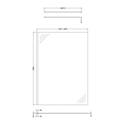 Fairford 1400mm 8mm Brushed Brass Wetroom Screen