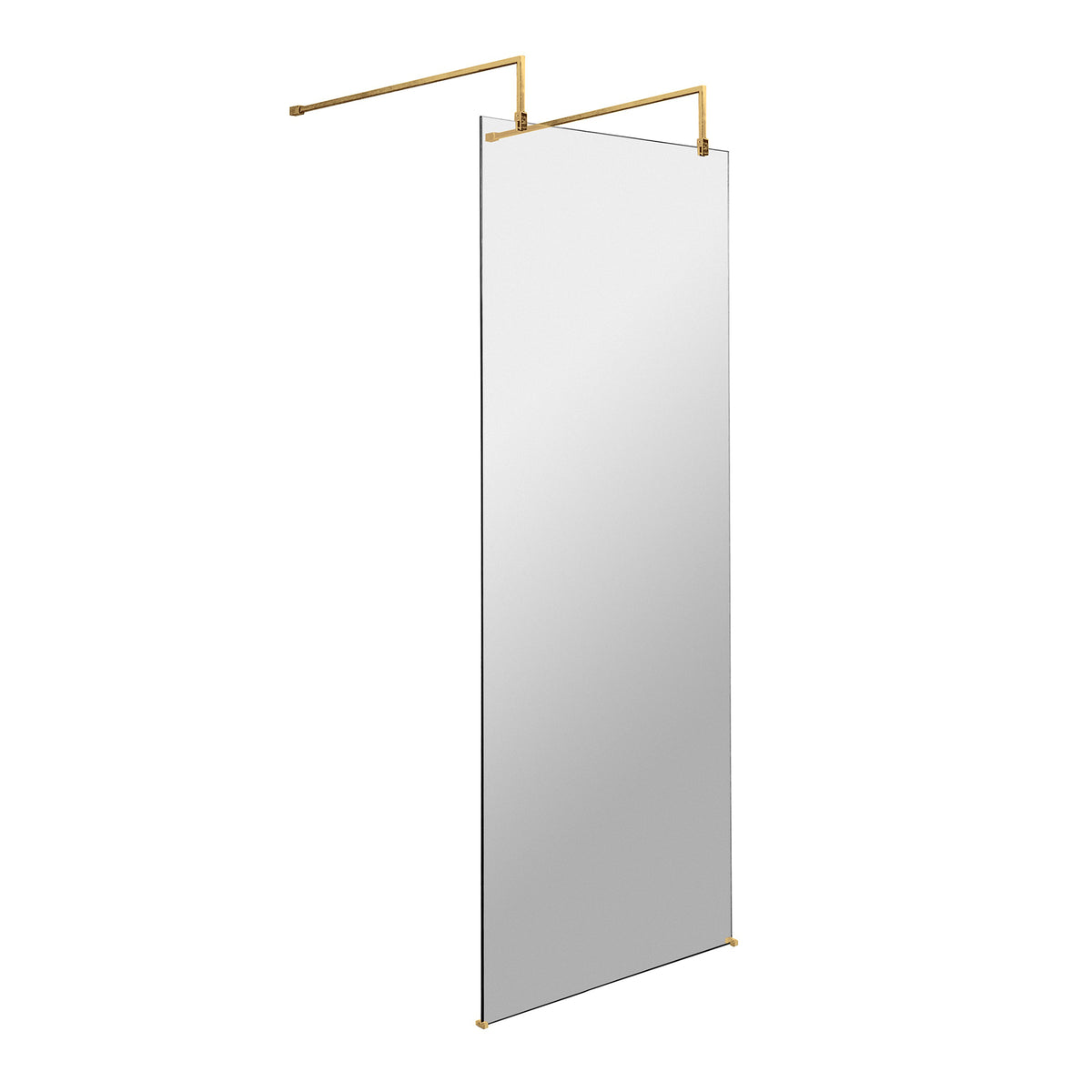 Fairford 700mm 8mm Brushed Brass Wetroom Screen, 2 Support Arms