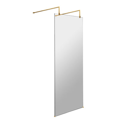 Fairford 800mm 8mm Brushed Brass Wetroom Screen, 2 Support Arms