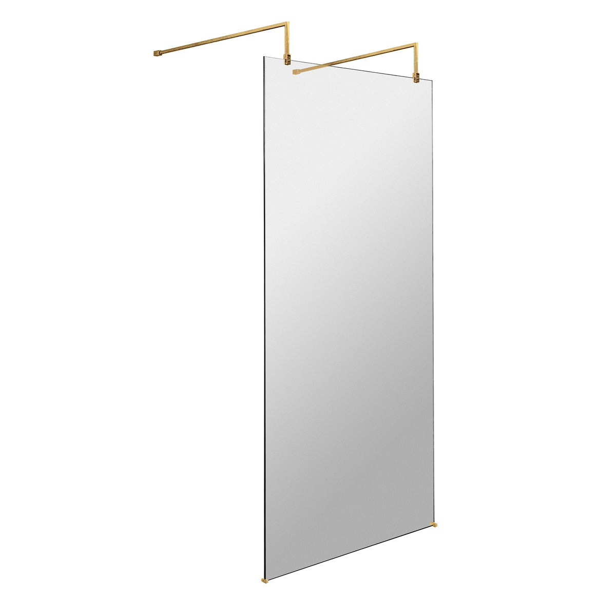 Fairford 1000mm 8mm Brushed Brass Wetroom Screen, 2 Support Arms