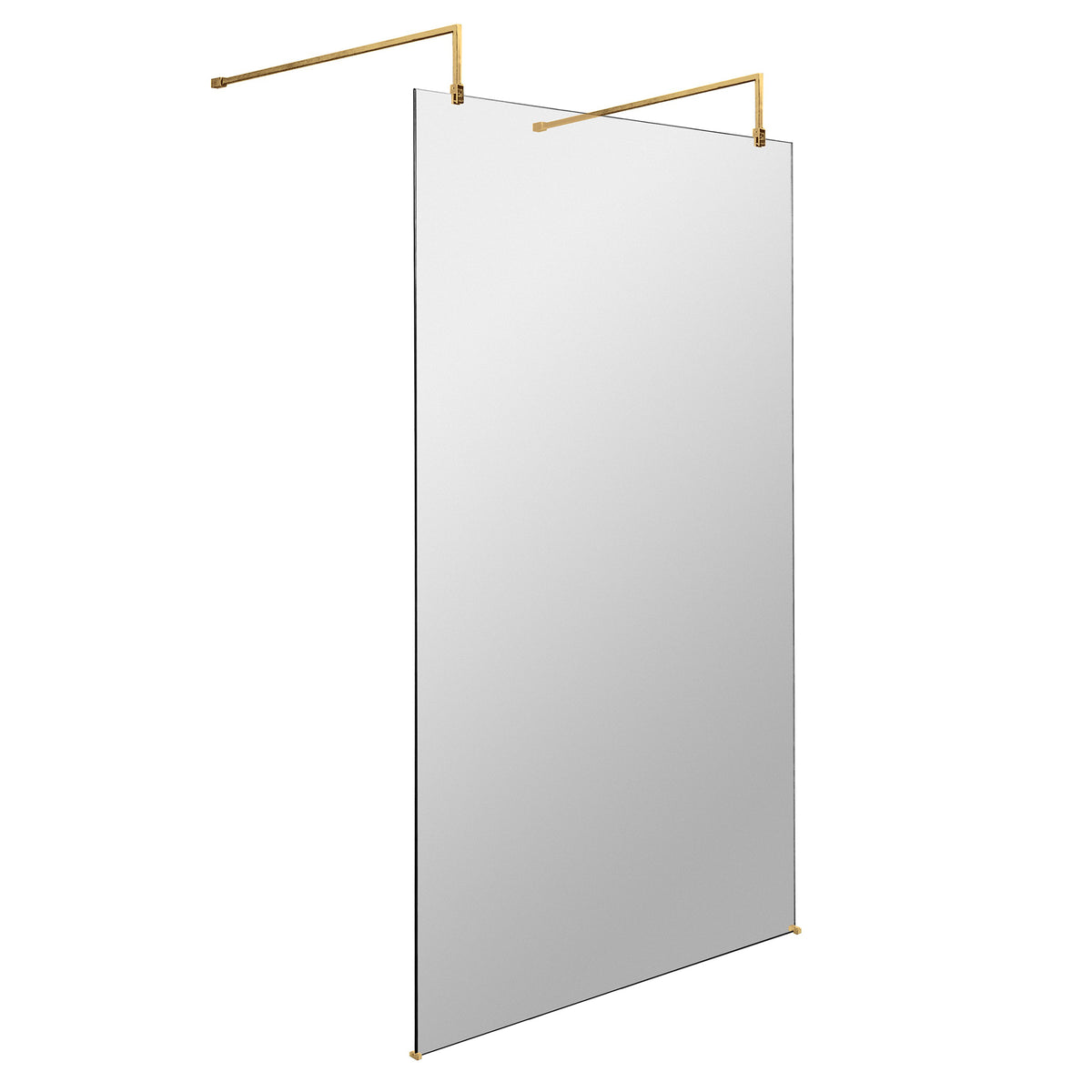 Fairford 1100mm 8mm Brushed Brass Wetroom Screen, 2 Support Arms