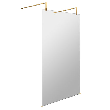 Fairford 1100mm 8mm Brushed Brass Wetroom Screen, 2 Support Arms