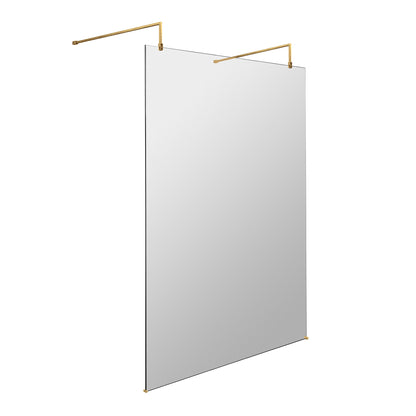 Fairford 1200mm 8mm Brushed Brass Wetroom Screen, 2 Support Arms