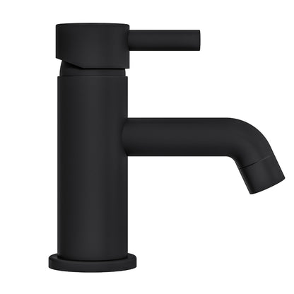 Fairford Element 5 Matt Black Mini Basin Mixer with Push Button Waste