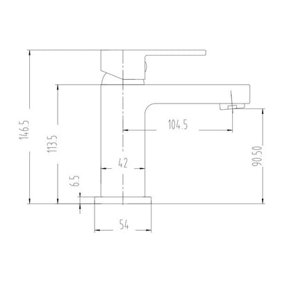 Fairford Carta Basin Mixer with Push Button Waste
