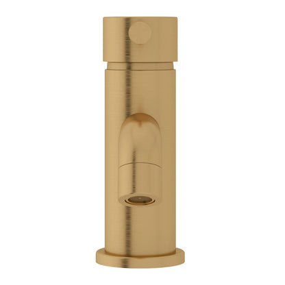 Fairford Element 5 Brushed Brass Mini Basin Mixer with Push Button Waste