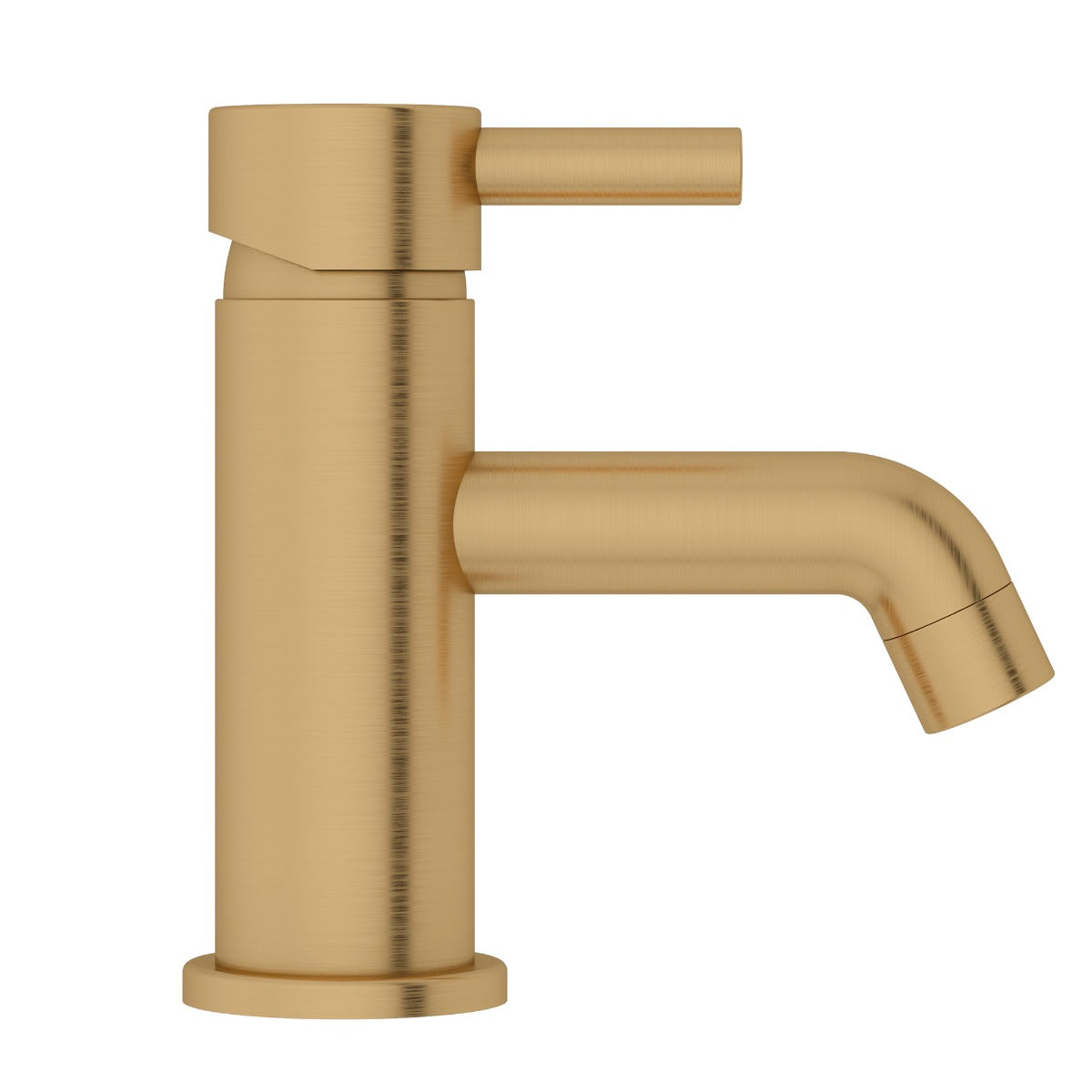Fairford Element 5 Brushed Brass Mini Basin Mixer with Push Button Waste